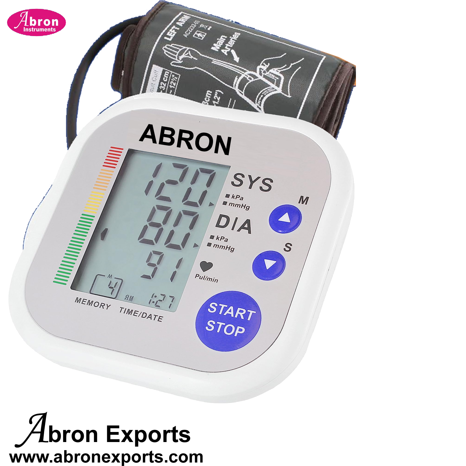 Pharmacy BP Apparatus Digital LCD With Arm Cuff And Air Bellow Bulb Tube Sphygmomanometer For Measuring Blood Pressure Lab Demo Use Human Physiology Abron ABM-2751BD AB-72A1
